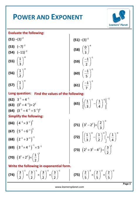 Exponents and Powers Answers